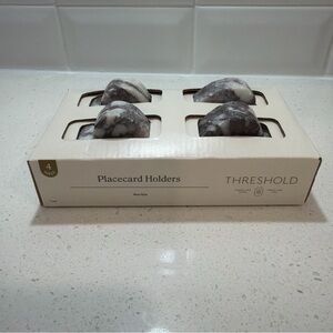 Threshold Marble Placard Holders — Gray and White NEW